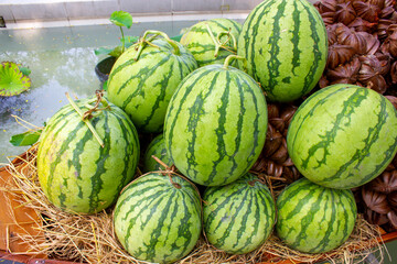 Watermelons For Sale At Fruit Festival In Vietnam.