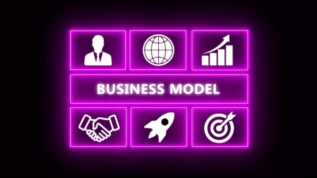 Business, Technology, Internet and network concept. Shows the inscription: BUSINESS MODEL. Animated business model graphic depicting people and process in blue gears.4k video