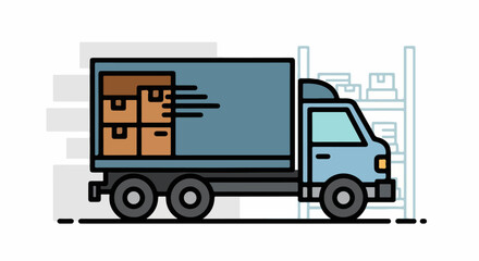 Delivery truck transporting boxes, ready for shipping and logistics.