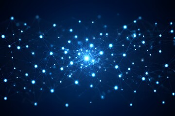 Abstract blue background with glowing stars and light effects for winter holiday and festive design