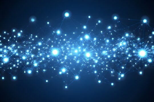 Abstract blue background with glowing stars and light effects for winter holiday and festive design - Powered by Adobe