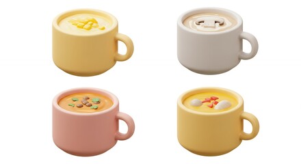 Obraz premium Variety of colorful soup bowls