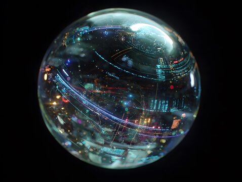 Floating holographic sphere with dynamic codes and data streams