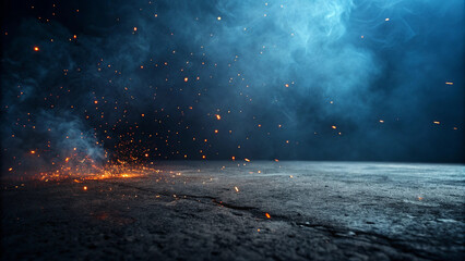Industrial Sparks & Smoke: Metalwork on Dark Background