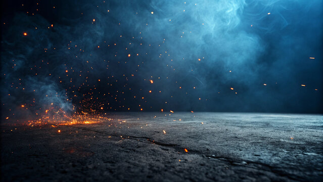 Industrial Sparks & Smoke: Metalwork on Dark Background