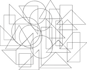 Geometric Shapes Composition Triangles Circles and Rectangles Overlap