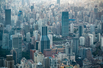 Obraz premium Overlooking the city view of downtown Shanghai