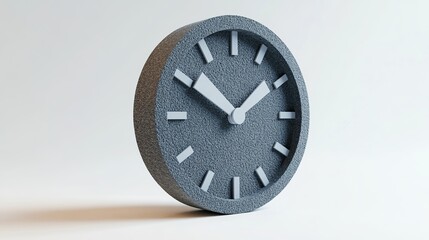 3D Rendering of Clock icon, made of felt material, isolated on white background