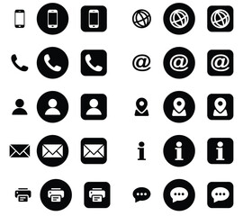 Contact Icons Set. Mobile, Email, Web, Location, Chat, Info Vector Symbols