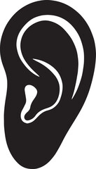 Silhouette of human ear, ideal for medical, anatomy, and hearing-related vector designs.