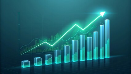 Business graph and arrow showing financial growth and market success