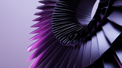 minimalist circular metallic purple structure with glowing geometric abstract design