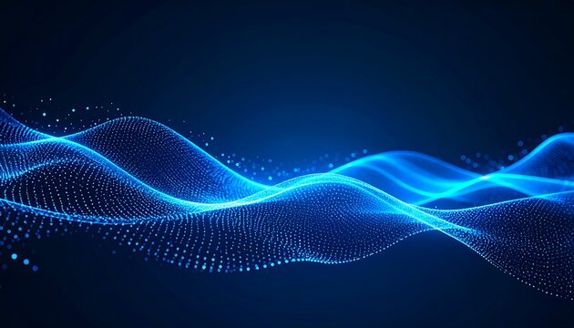 Captivating blue particle waves creating a mesmerizing abstract technology design