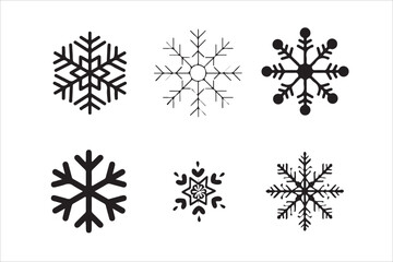 Collection of snowflakes isolated on white background for winter and christmas