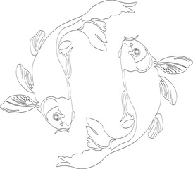 Minimalist Koi Duo – Elegant Line Illustration