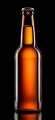 Amber beer bottle against black background (1)