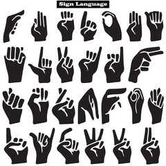 Fototapeta premium Hand Signs Alphabet Icon Set