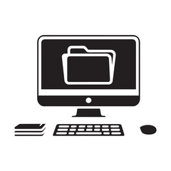 Desktop Monitor with Folder Icon