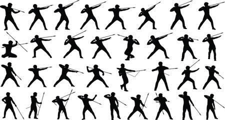 Javelin Throw Silhouettes, Athletic Throwing Poses, Javelin Sports Action, Track and Field Silhouettes, Javelin Athlete Movements, Throwing Technique