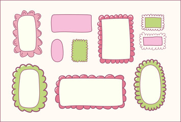 set of vintage doodle frames.  Trendy vintage whimsical borders. Vector illustration