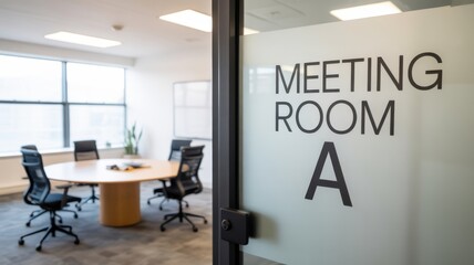Modern Office Meeting Room Interior Design with Round Table and Comfortable Chairs Ready for Business Meetings and Collaboration with Natural Light