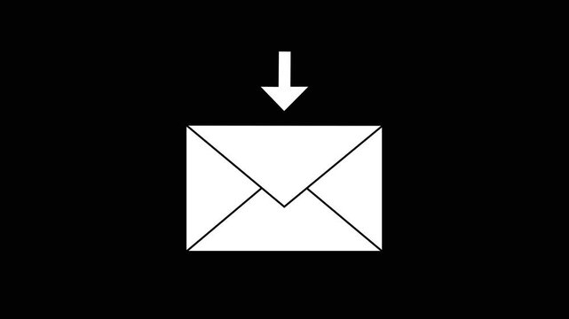  message box icon animation video notice receive Massage animated sign symbol. Message mail box, 4k. Pulsing  mail Box Animation: Glowing Mail Inbox Icon on black background. 4k video