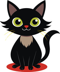 Black cat isolated on transparent background