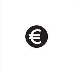 Euro currency symbol in black circle isolated on white background, finance concept