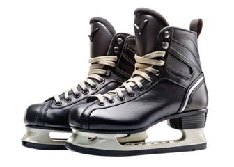 Ice Skates with Tan Laces and White Accents on Background hockey skates isolated on a transparent background