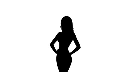 Confident Woman Posing with Hands on Hips in Elegant Dress a Striking Silhouette