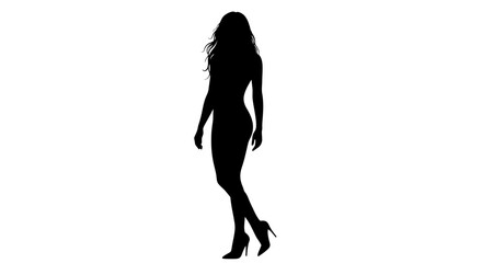 Elegant Woman Walking in High Heels Black Silhouette on White Background showcasing a sleek and modern silhouette style silhouette
