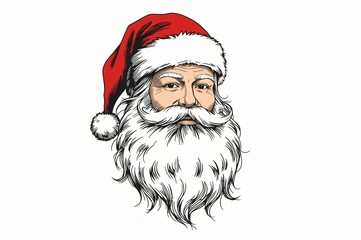 Santa Claus portrait, festive hat, winter, illustration, holiday card