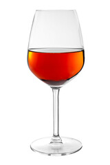 Goblet glass with Marsala wine or sweet wine or red wine isolated