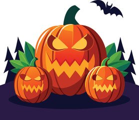 Halloween pumpkin with bats