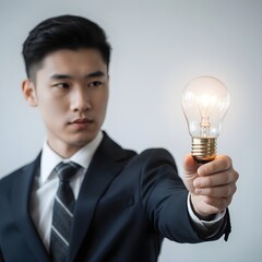 Young professional with a lightbulb moment, bright idea