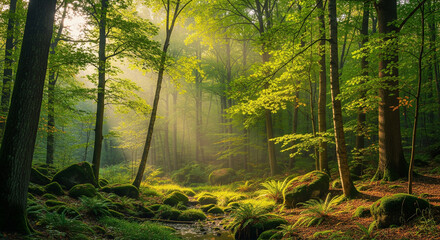 morning mist in the forest
