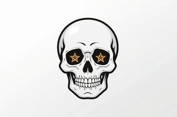 Star-eyed skull illustration, white background, design element