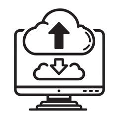 Desktop Monitor with Cloud Upload Symbol
