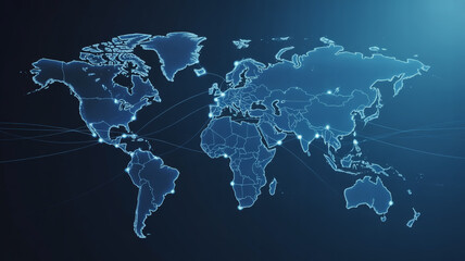 Global Network Connection World Map Representing International Communication and Worldwide Connectivity