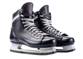 Pair of Ice Skates with White Stripes and Laces on Background hockey skates isolated on a transparent background
