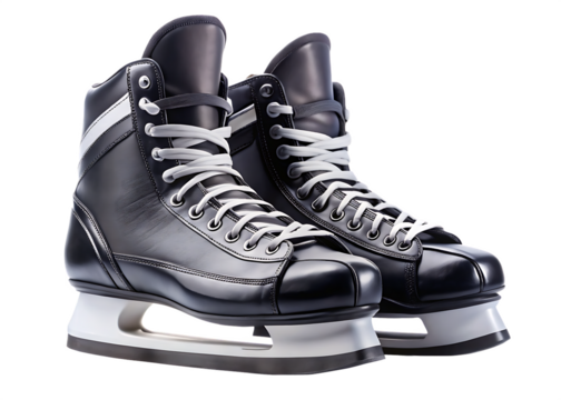 Pair of Ice Skates with White Stripes and Laces on Background hockey skates isolated on a transparent background