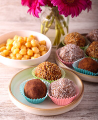 truffles made of chickpeas, dates and cocoa