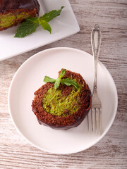 Dubai chocolate style roulade,