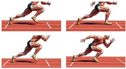 Male sprinter starting position in sequential images