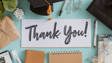 Thank You Graduation: Graduation Cap, Stationery and Appreciation Note