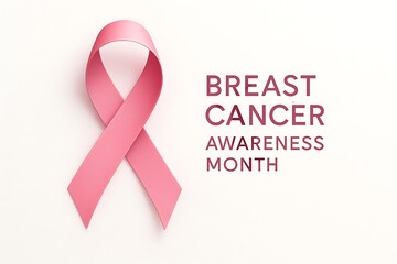 Pink ribbon symbolizing breast cancer awareness month support and hope