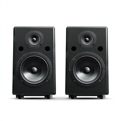 Two black studio speakers, front view (1)