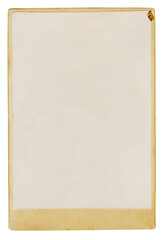 Old cardboard photo frame template isolated on white background. Vertical photography Template