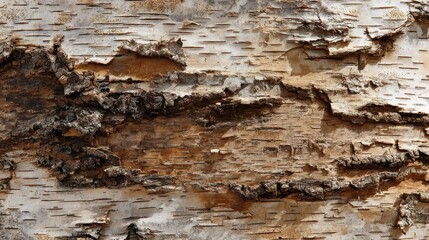 Textured Birch Bark Canvas: Embracing Nature's Beauty in a Rustic Brown Forest Setting