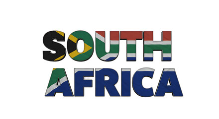 South Africa Flag Text Design On Isolated Transparent Background